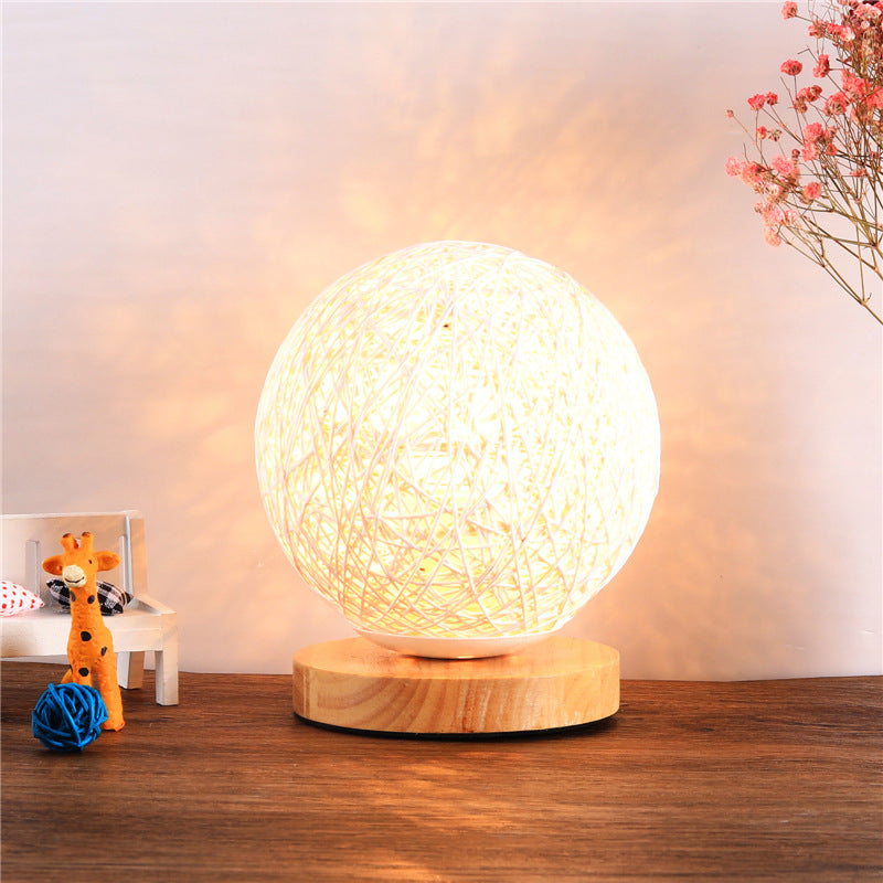 Color Variety Wood Decorative Bedside Moon Lamp USB Charger Wood Table Lamp