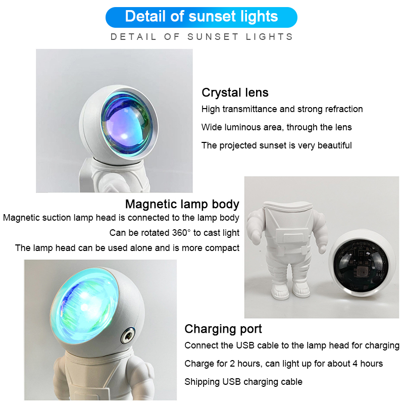 Rechargeable Astronaut LED Sunset Projection Lamp with Base