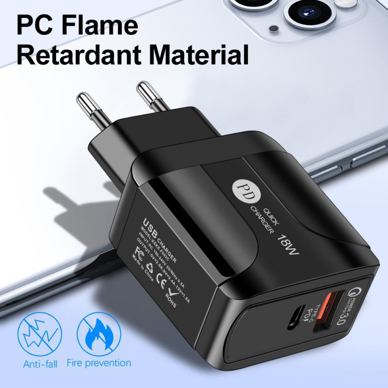 PD18W Compatible QC 3.0 Fast Charging Mobile Phone Charger