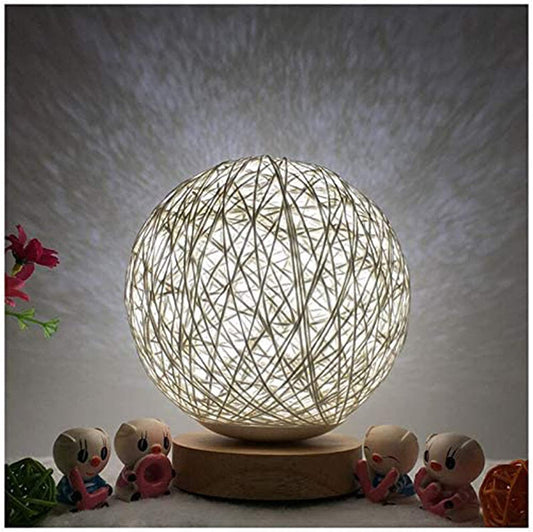 Color Variety Wood Decorative Bedside Moon Lamp USB Charger Wood Table Lamp