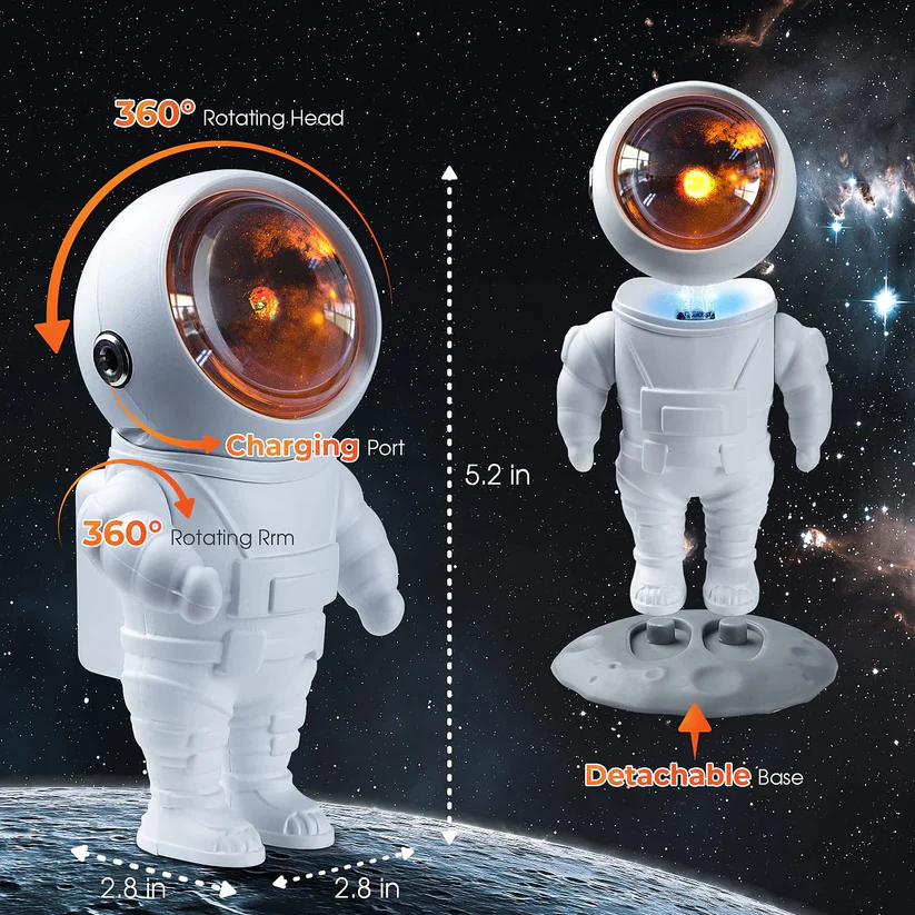 Rechargeable Astronaut LED Sunset Projection Lamp with Base